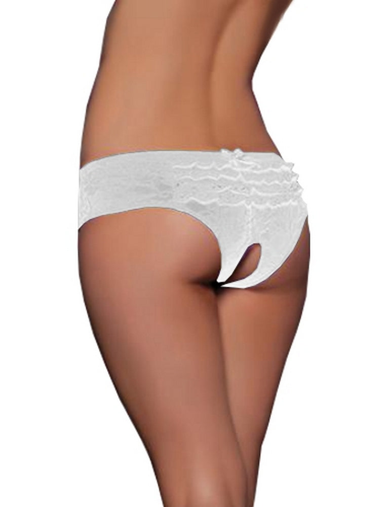 Lau Fashion Offen Panty Damen Spitze Blumen Transparent Unterhose Slip Dessous S M L XL Outlet