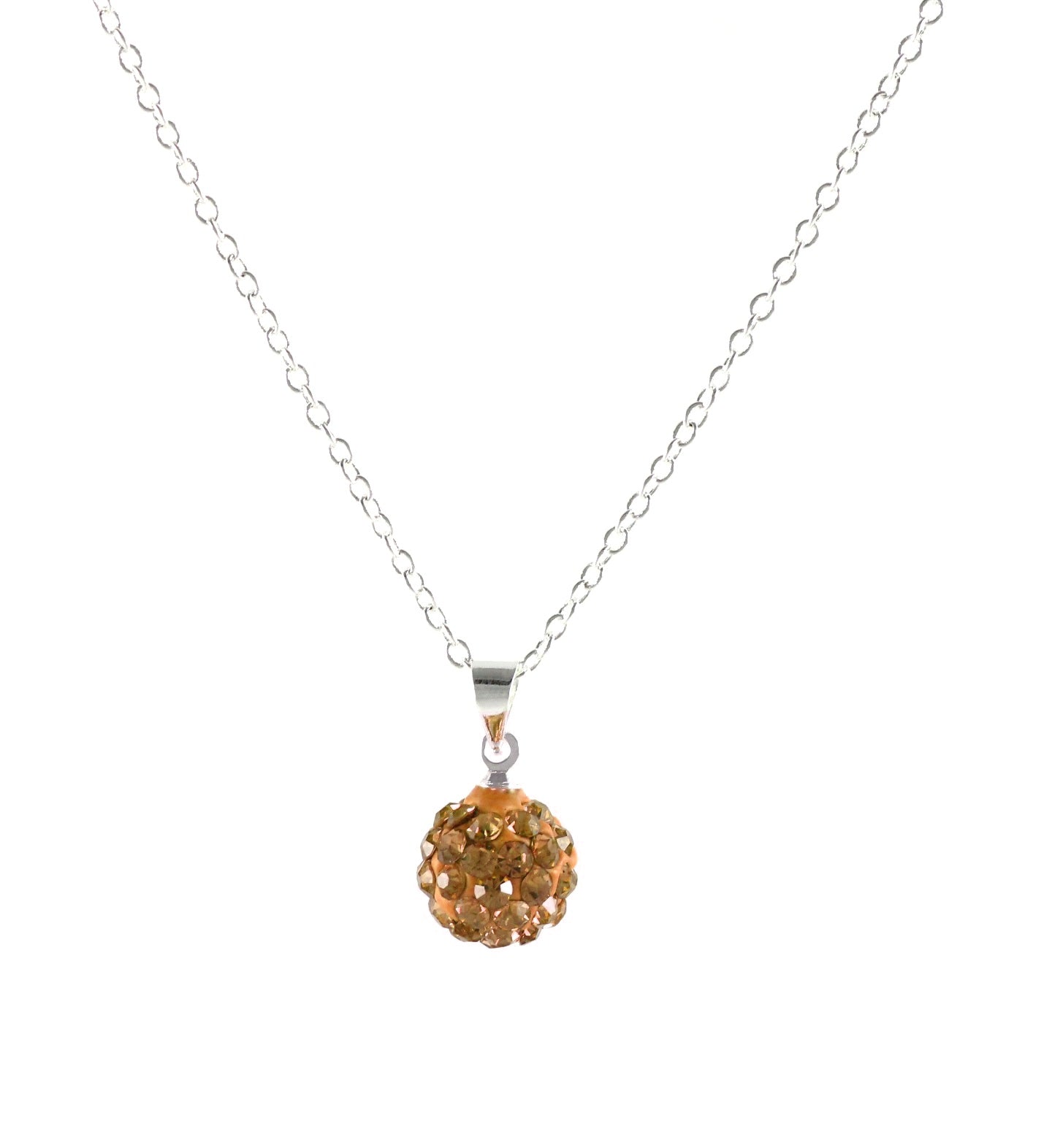 Lau Fashion Damen Geschenk Set Beige Zirkonia Kugel Halsketten Strass Oktoberfest Anhänger Silber Ø 10mm