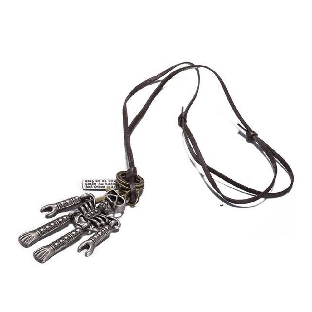 Lau Fashion Echt Leder Halskette Surfer Style Damen & Herren Braun Skull Schmuck Ringe Fabrik Onlineshop