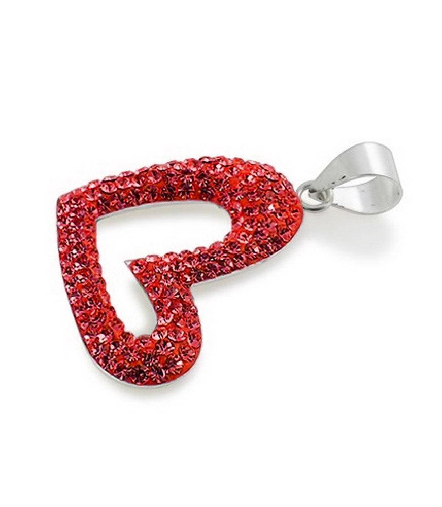 Lau Fashion 925 Sterling Silber 3D Herz Schwarz Anhänger Strass Zirkonia Kette Ø 23mm Fabrikpreis