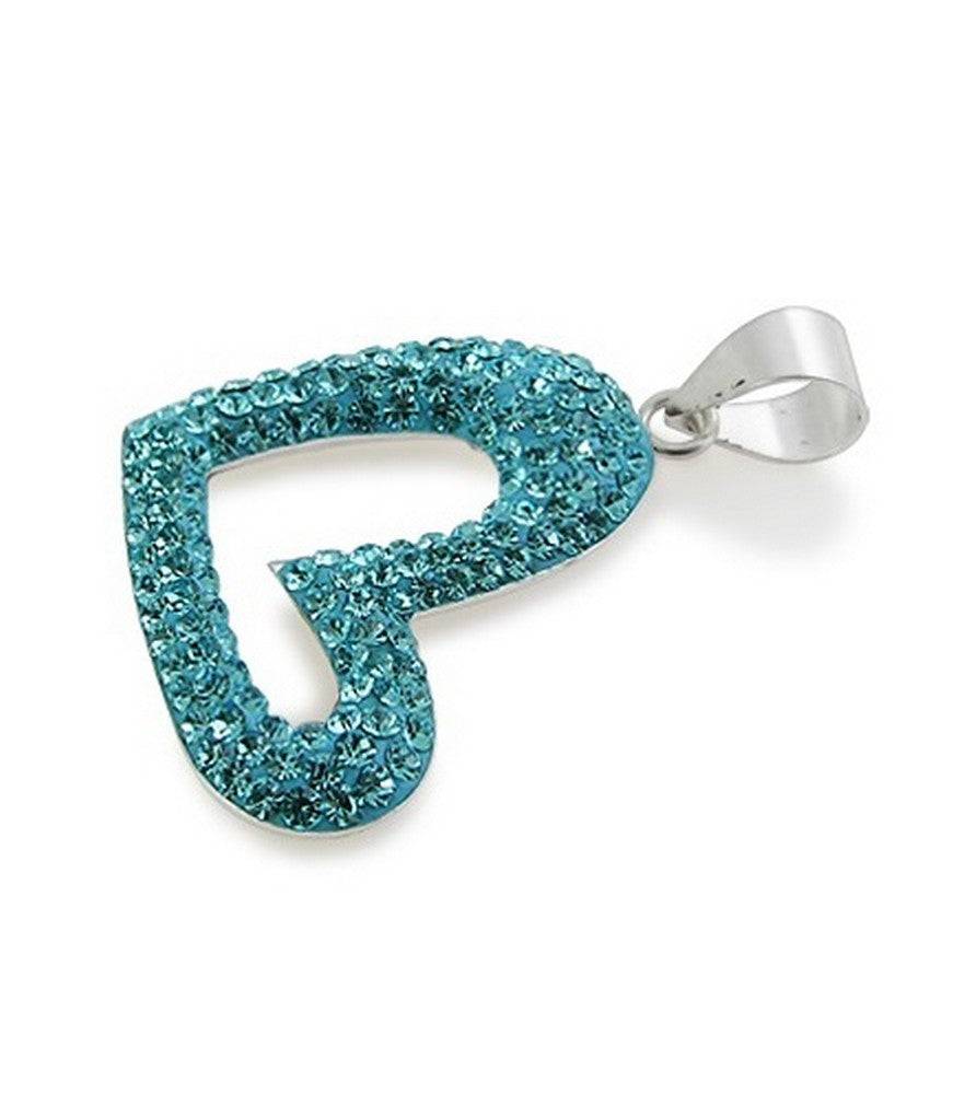 Lau Fashion 925 Sterling Silber 3D Herz Schwarz Anhänger Strass Zirkonia Kette Ø 23mm Fabrikpreis