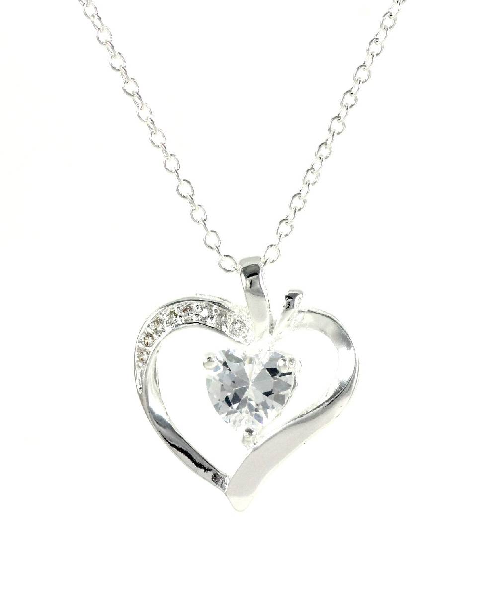 Lau Fashion Damen Halskette Apfel Herz Love Zirkonia Anhänger Geschenk Silber Ø 25mm