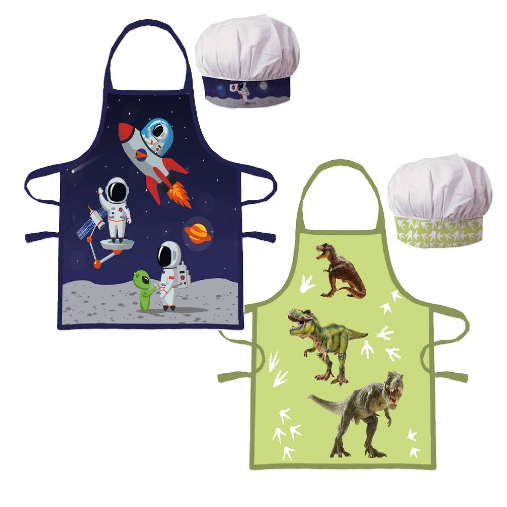 Lau Fashion Dinosaurier Kinder Kochschürze Jungen Kindergarten Rakete Schule Backset 50% Rabatt mit kostenlosem Versand