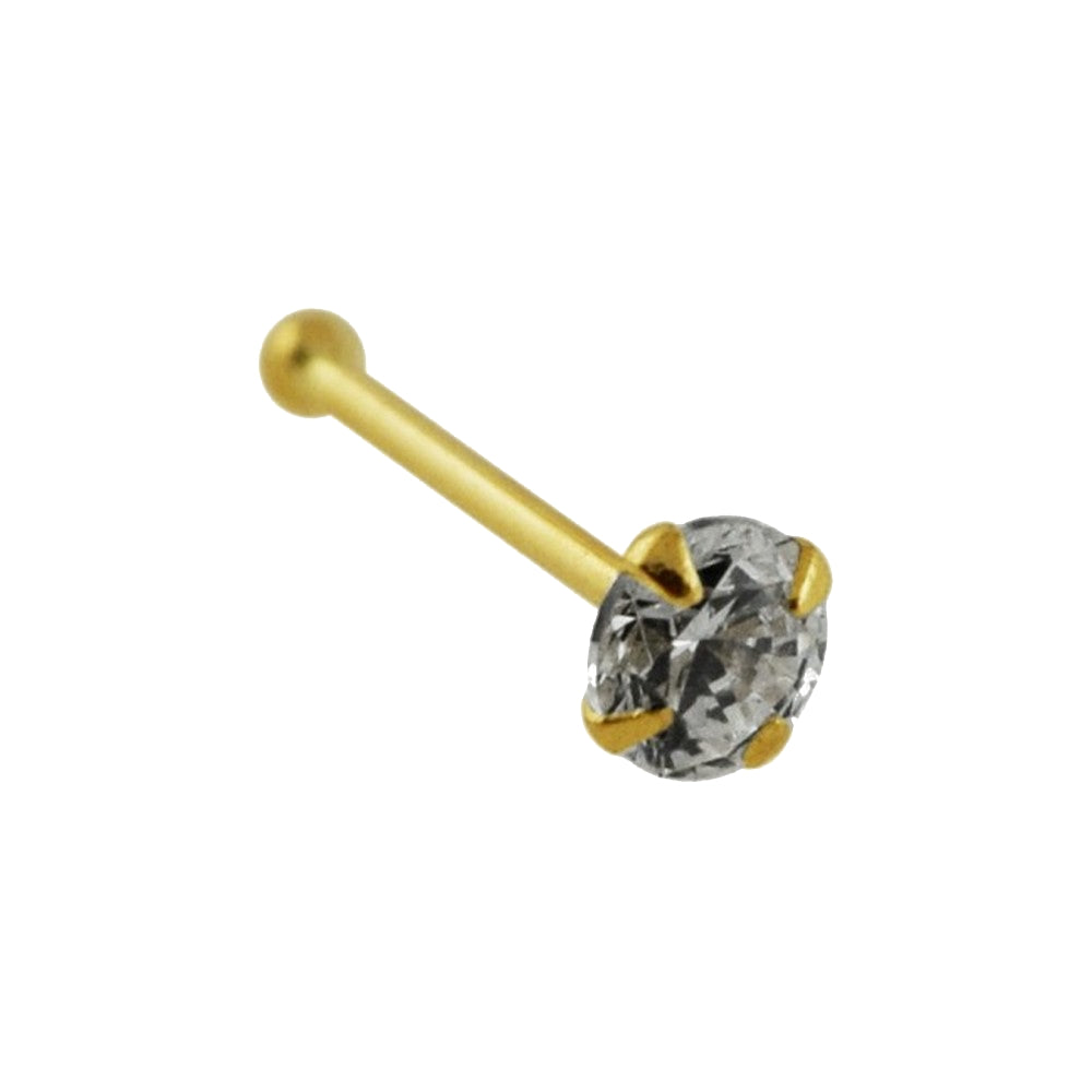Lau Fashion 9 Karat 375 Gold Silber Nasen Piercing Stecker Rund Zirkonia Ø 2,5mm Kostenloser Versand international