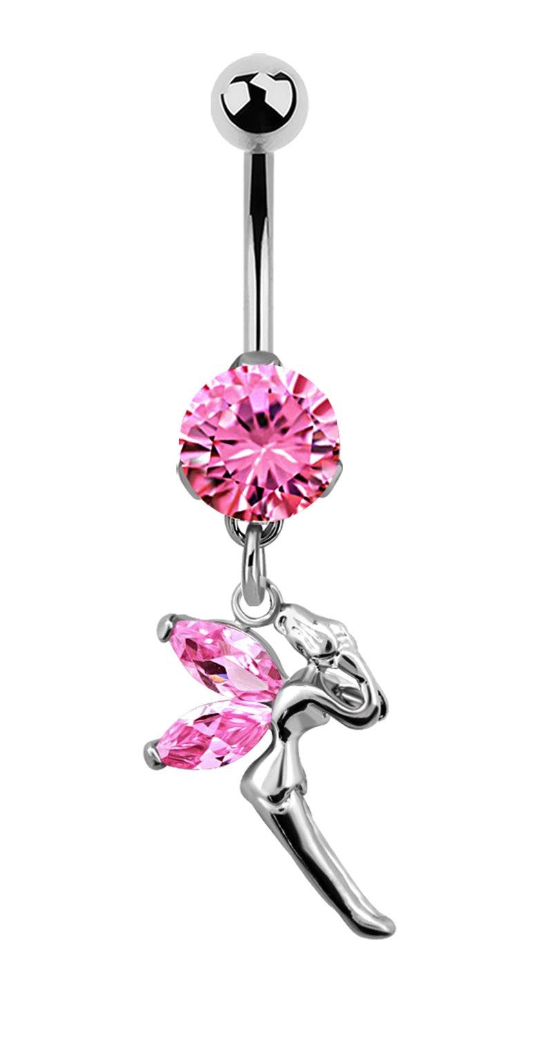 Lau Fashion Zirkonia Fee Bauchnabel Piercing Silber Kristalle 1,6x10mm Stein Ø 8mm Im Verkauf