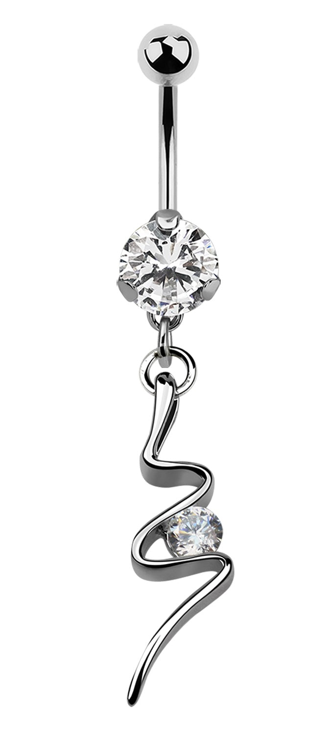 Lau Fashion Zirkonia Schlangen Bauchnabel Piercing Silber Kristalle 1,6x10mm Stein Ø 8mm 50% Rabatt für begrenzte Zeit