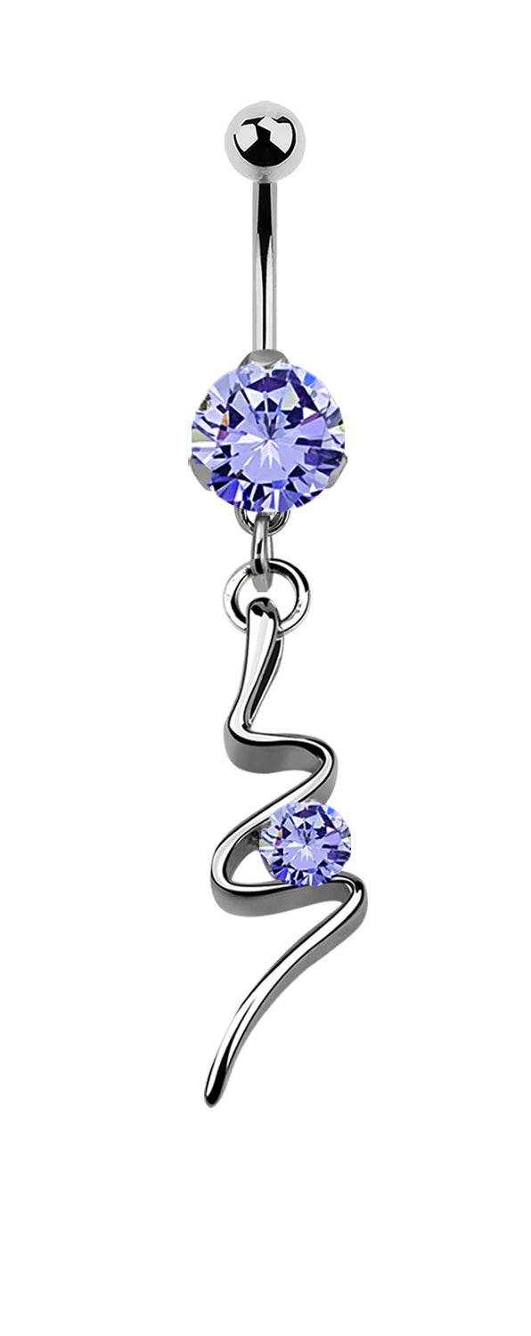 Lau Fashion Zirkonia Schlangen Bauchnabel Piercing Silber Kristalle 1,6x10mm Stein Ø 8mm 50% Rabatt für begrenzte Zeit