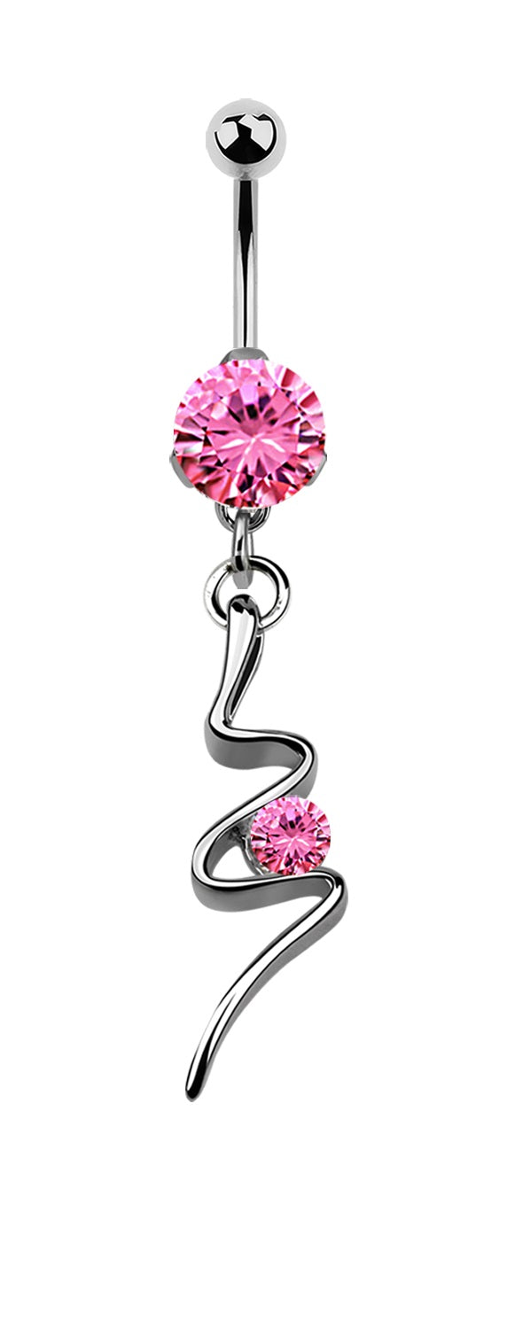 Lau Fashion Zirkonia Schlangen Bauchnabel Piercing Silber Kristalle 1,6x10mm Stein Ø 8mm 50% Rabatt für begrenzte Zeit