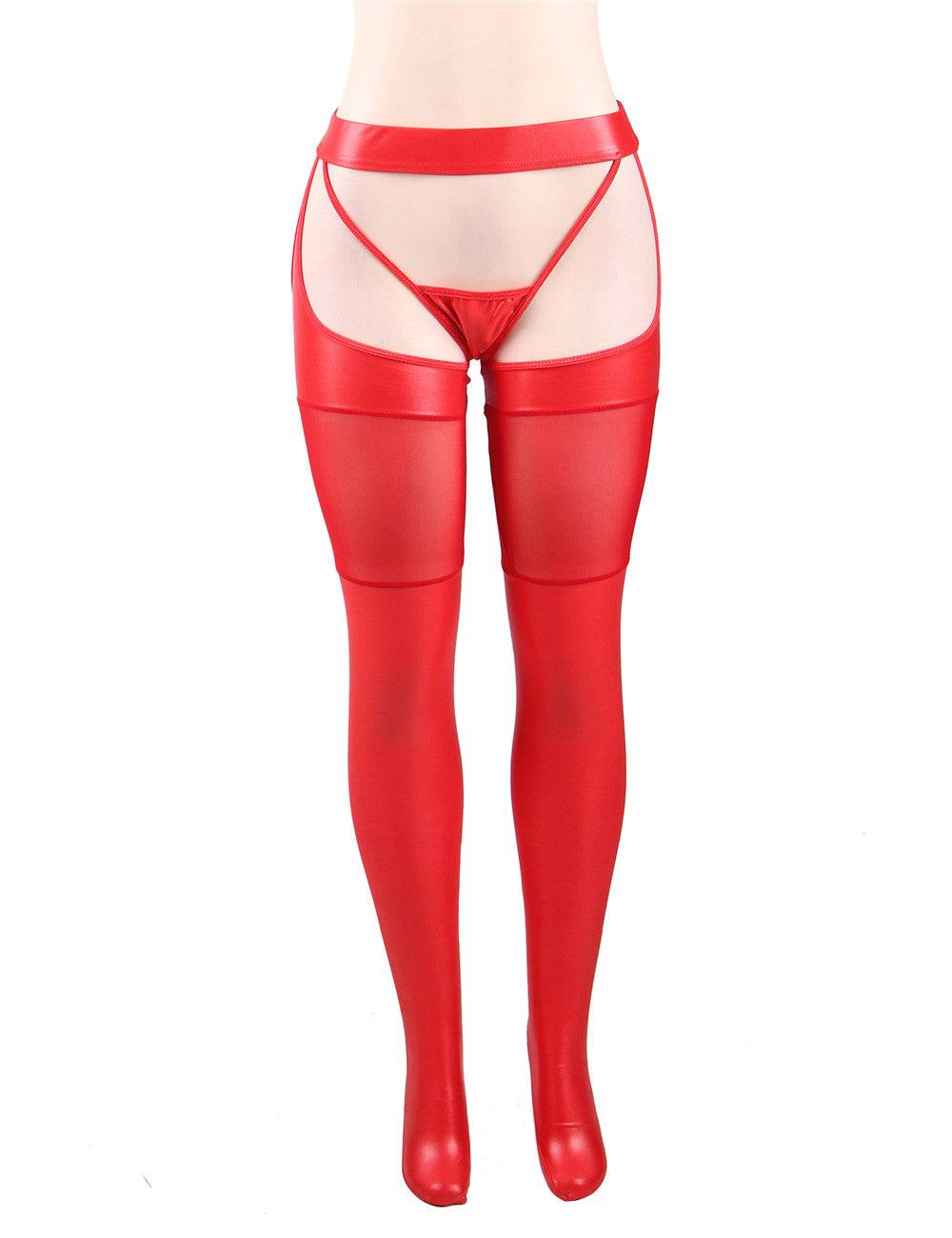 Lau Fashion SeXy Damen Overknees Lack Leder Netz Strapse Halterlose Strümpfe Rot Schwarz M/L - R80565-1 Fabrikverkauf