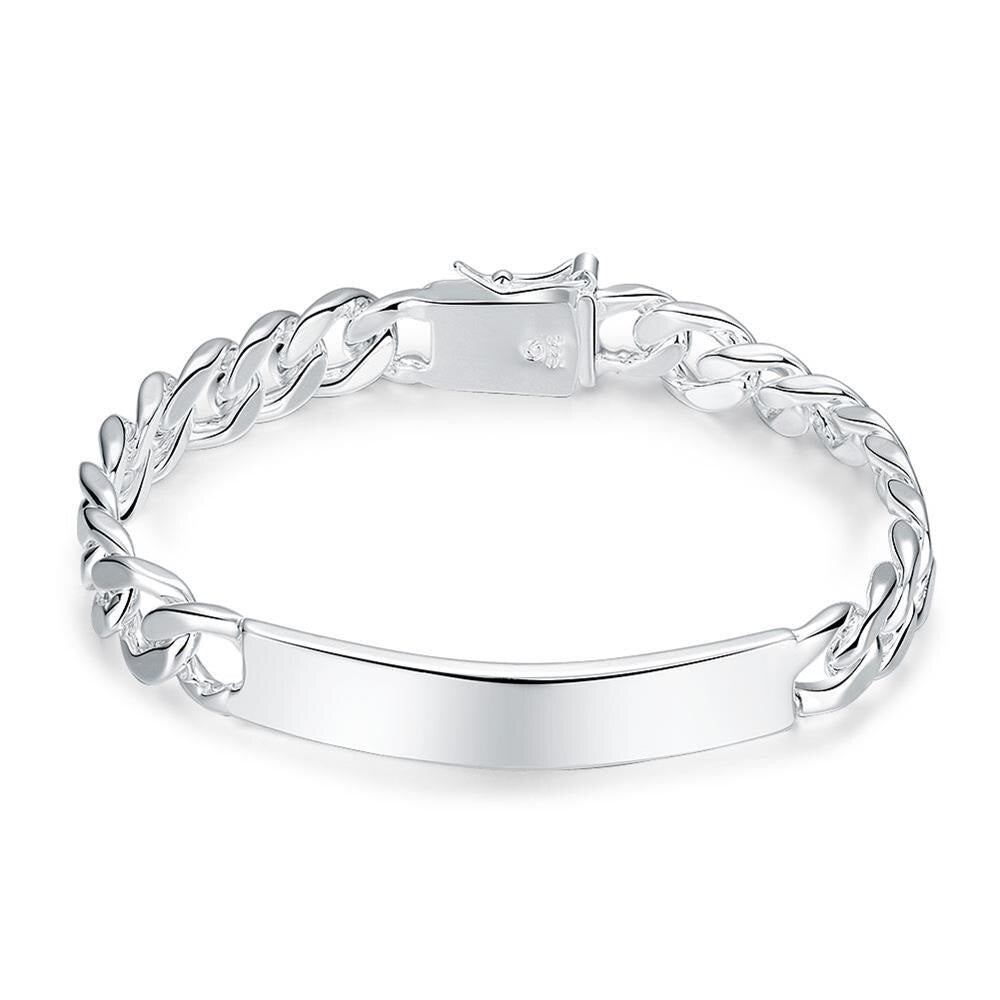 Lau Fashion 10mm Panzerketten Armband Geflochten Geschenk Gravur Silber Ø 60mm