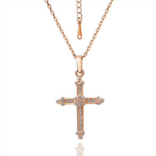 Lau Fashion Lau-Fashion Damen Halskette Kreuz Zirkonia Anhänger Schmuck vergoldet Ø 45mm