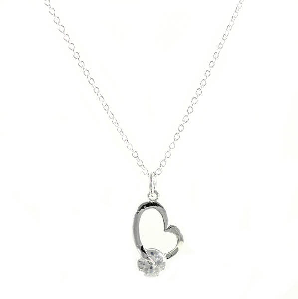 Lau Fashion Lau-Fashion Herz Damen Halskette mit Zirkonia Stein Anhänger Versilbert Ø 15mm