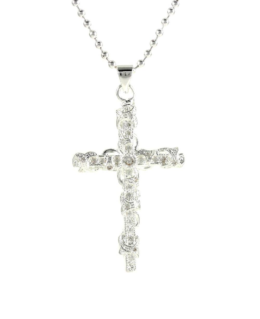 Lau Fashion Silber Rosenkranz Kette Herren Hals Jesus Kreuz Hip Hop Anhänger Ø 55mm Online Shopping