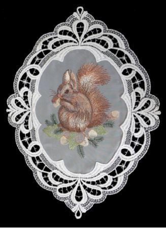 Plauener Spitze Fensterbild Eichhörnchen Blitzangebot