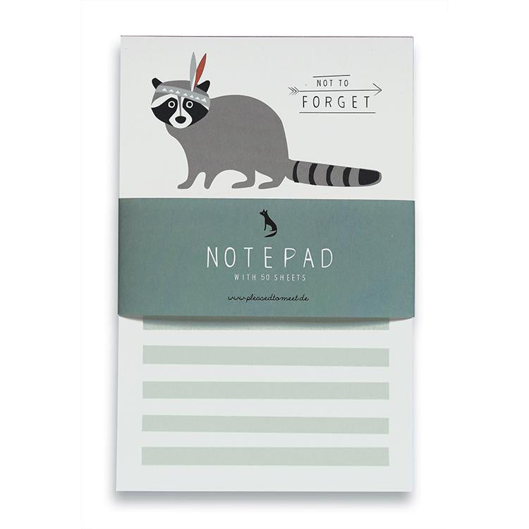 Pleased To Meet Racoon Notizblock A6 Saisonschlussverkauf