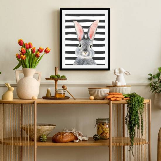 Queen Kerosin Rahmenbild - Grauer Hase mit Streifen Günstiger Verkauf