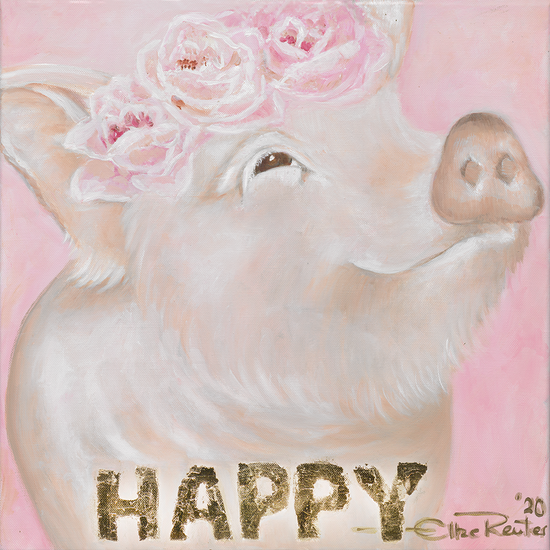 Queen Kerosin Leinwandbild - Schwein HAPPY Flower Günstig kaufen