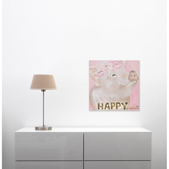 Queen Kerosin Leinwandbild - Schwein HAPPY Flower Günstig kaufen