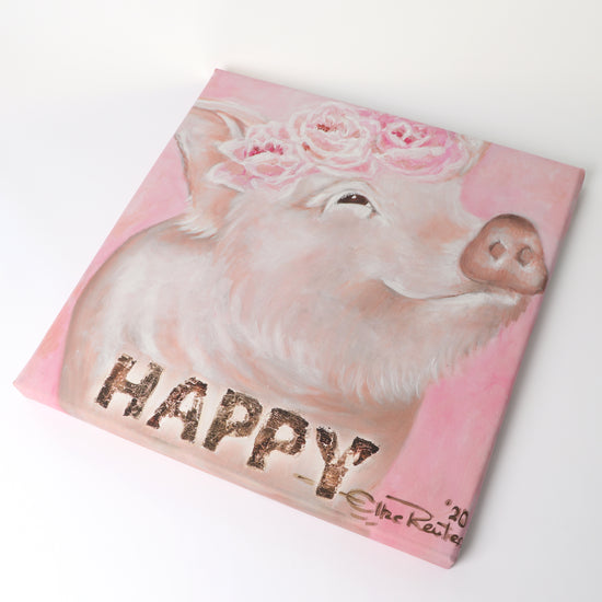 Queen Kerosin Leinwandbild - Schwein HAPPY Flower Günstig kaufen