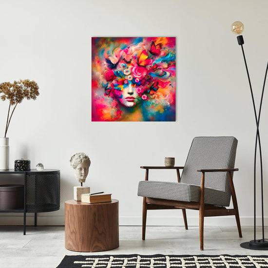 Queen Kerosin Acrylglasbild - Sinnliches Kaleidoskop: Eingehüllt in Blumen und Schmetterlinge Vierteljährliche Förderung