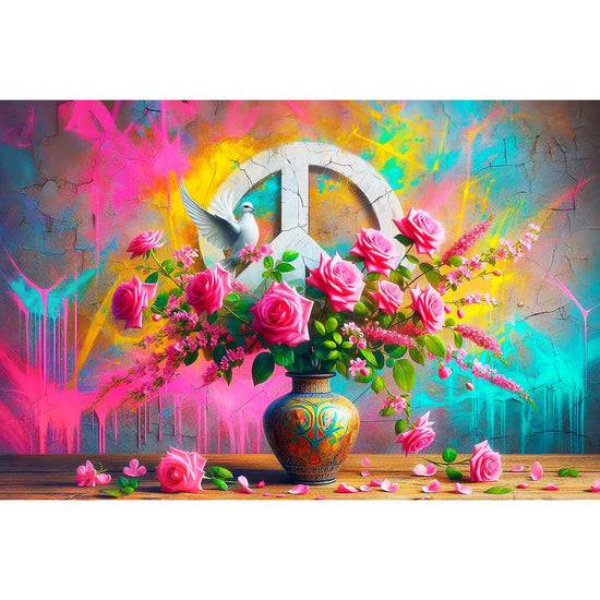 Queen Kerosin Acrylglasbild - Blumen, Farben und Frieden Riesige Rabatte