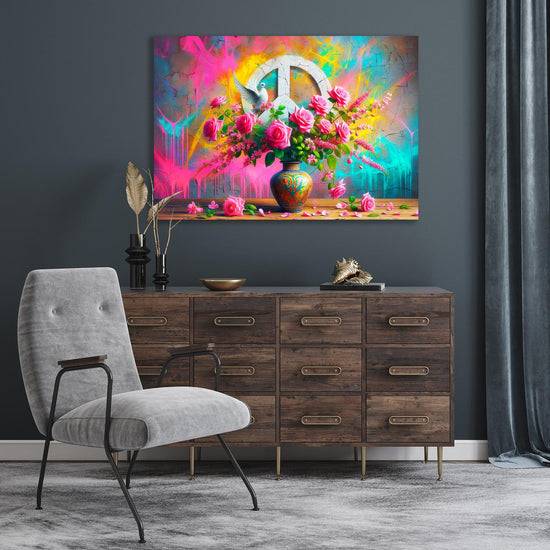 Queen Kerosin Acrylglasbild - Blumen, Farben und Frieden Riesige Rabatte