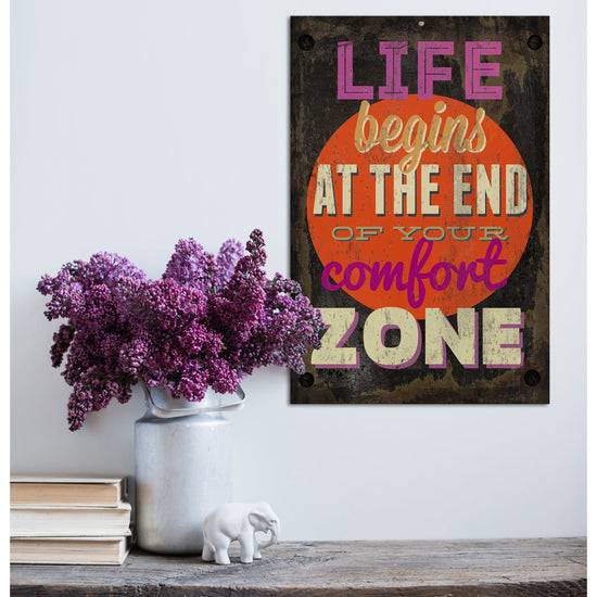 Queen Kerosin Blechschild - Life Begins At The End Of Your Comfort Zone Saisonschlussverkauf