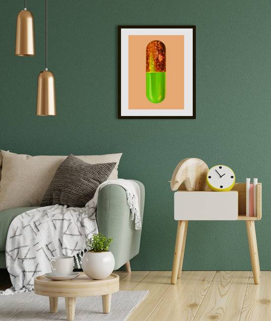Queen Kerosin Rahmenbild - Green Orange Pill Weihnachtsangebot