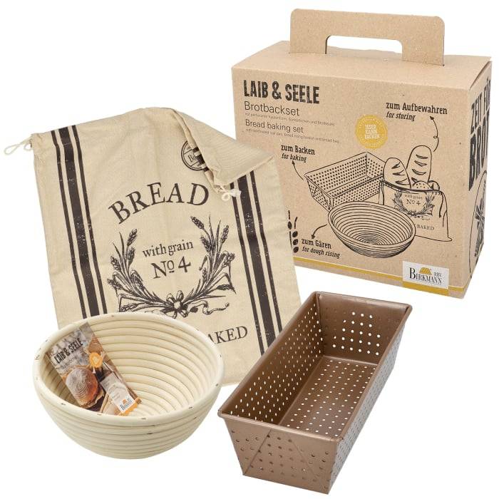 Rbv Birkmann BROTBACK-SET 3-TEILIG KASTENFORM | GÄRKÖRBCHEN; BROTBEUTEL LAIB & SEELE