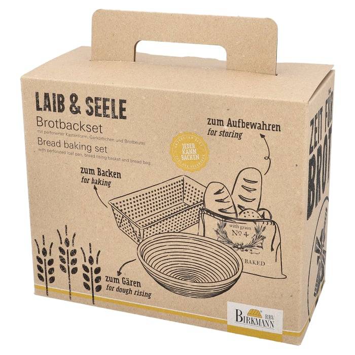 Rbv Birkmann BROTBACK-SET 3-TEILIG KASTENFORM | GÄRKÖRBCHEN; BROTBEUTEL LAIB & SEELE Räumungsverkauf