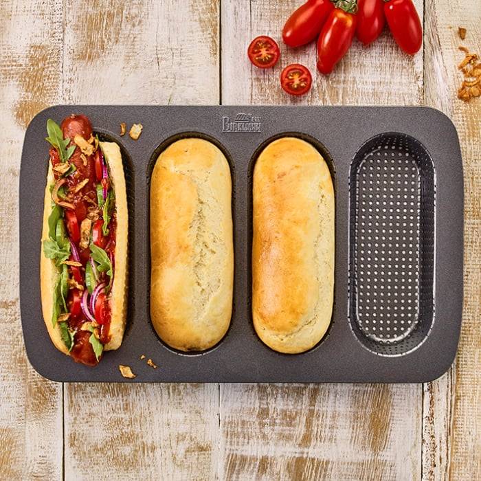 Rbv Birkmann Hot Dog Brötchenblech perforiert | für 4 Stück Laib & Seele Super Sparpreis