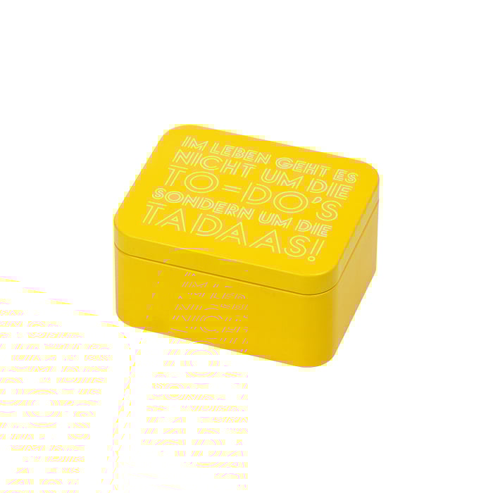 Rbv Birkmann GESCHENKBOX IM LEBEN GEHT ES NICHT UM DIE TO-DO`S SONDERN UM DIE TADAAS! GELB | 12 x 10 x 6 CM COLOUR KITCHEN