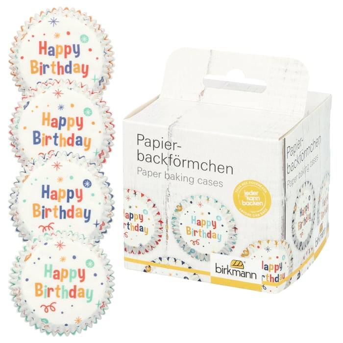 Rbv Birkmann PAPIERBACKFÖRMCHEN HAPPY BIRTHDAY | Ø 7 CM | 3 CM HOCH