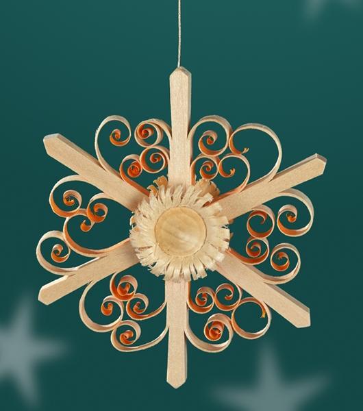 Rudolphs Schatzkiste Strauchbehang - Spanstern mit Blumenrosette Orange - BxHxT 8x8x2cm