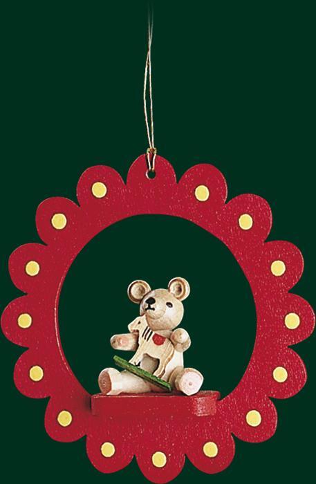 Rudolphs Schatzkiste Christbaumschmuck Blüte mit Teddy rot Höhe= 8,5cm