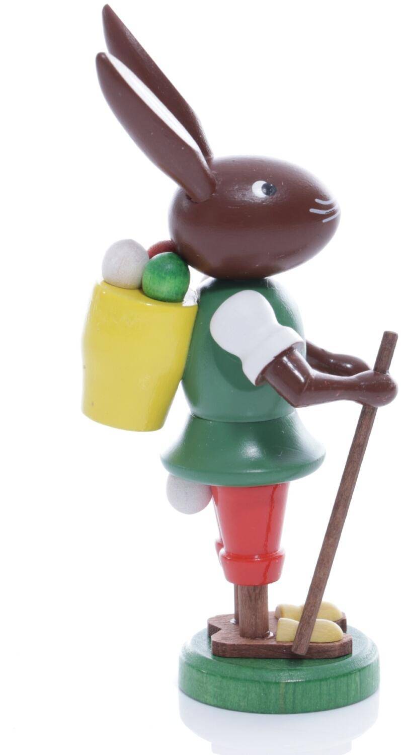 Rudolphs Schatzkiste Osterfigur - Osterhase Wanderer mit Eierkorb und Wanderstock - Höhe ca 9 cm Im Verkauf