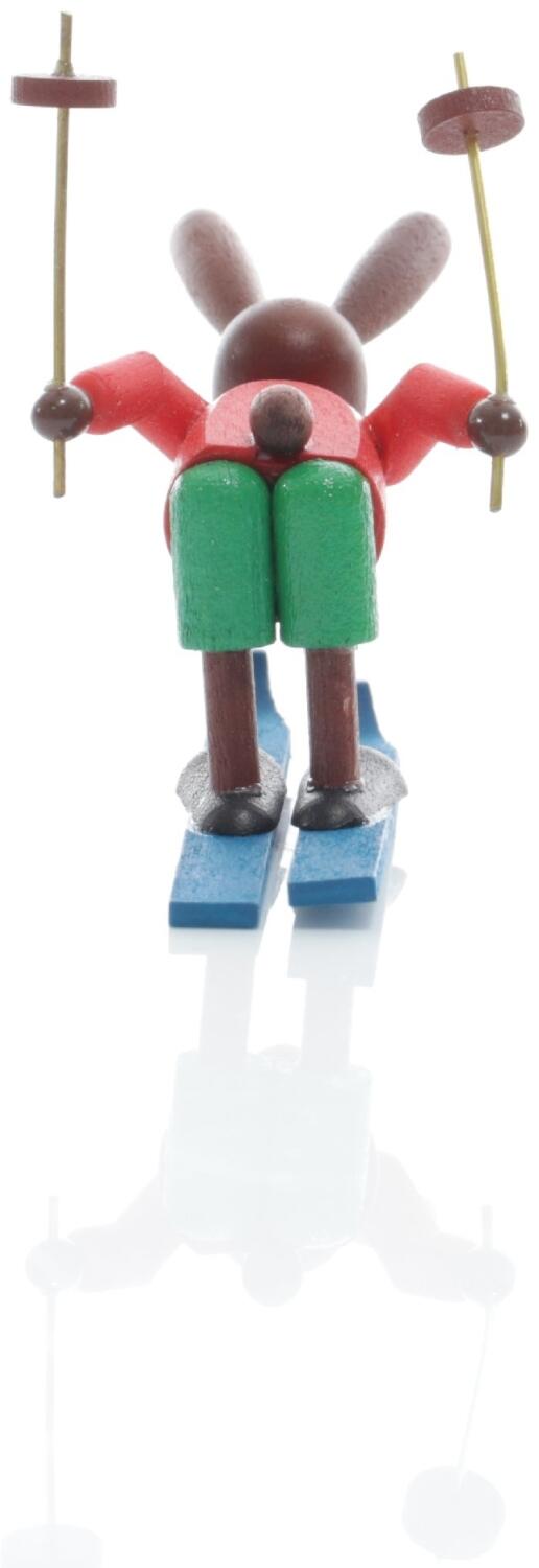 Rudolphs Schatzkiste Osterfigur - Osterhase Bunt Skifahrer Abfahrt mit Ski und Stöcke - Höhe 4,5cm Preisnachlass