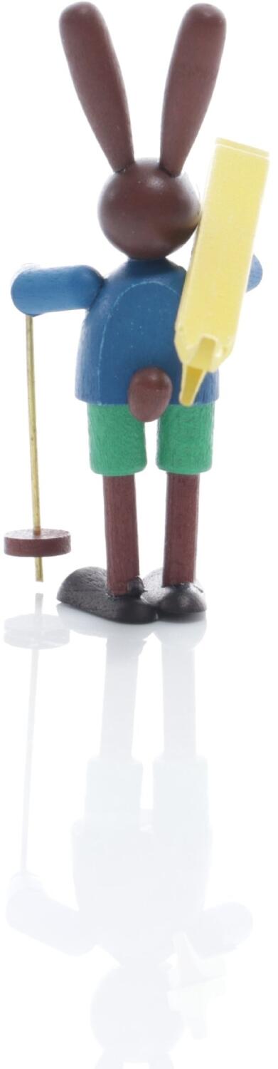 Rudolphs Schatzkiste Osterfigur - Osterhase Bunt Skiträger mit Stock - Höhe 5,5cm Saisonschlussverkauf