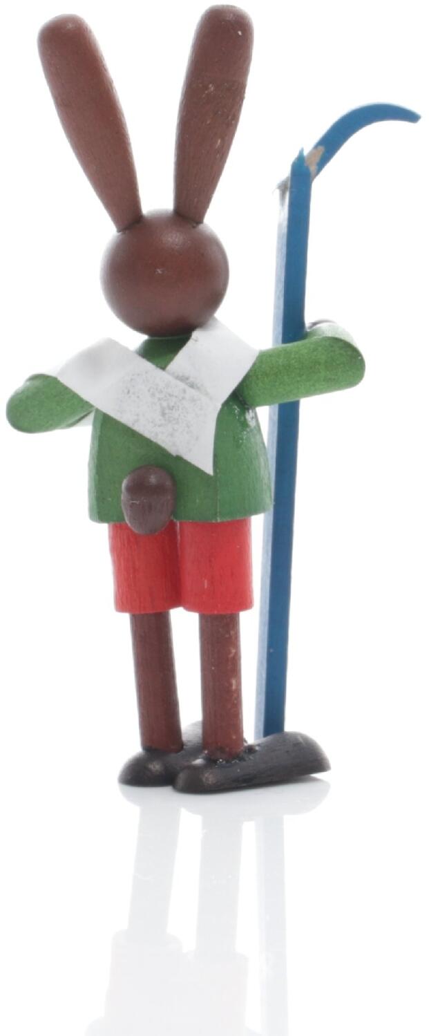 Rudolphs Schatzkiste Osterfigur - Osterhase Skifahrer mit Verband Bunt - Höhe 5,5cm Weihnachtsangebot