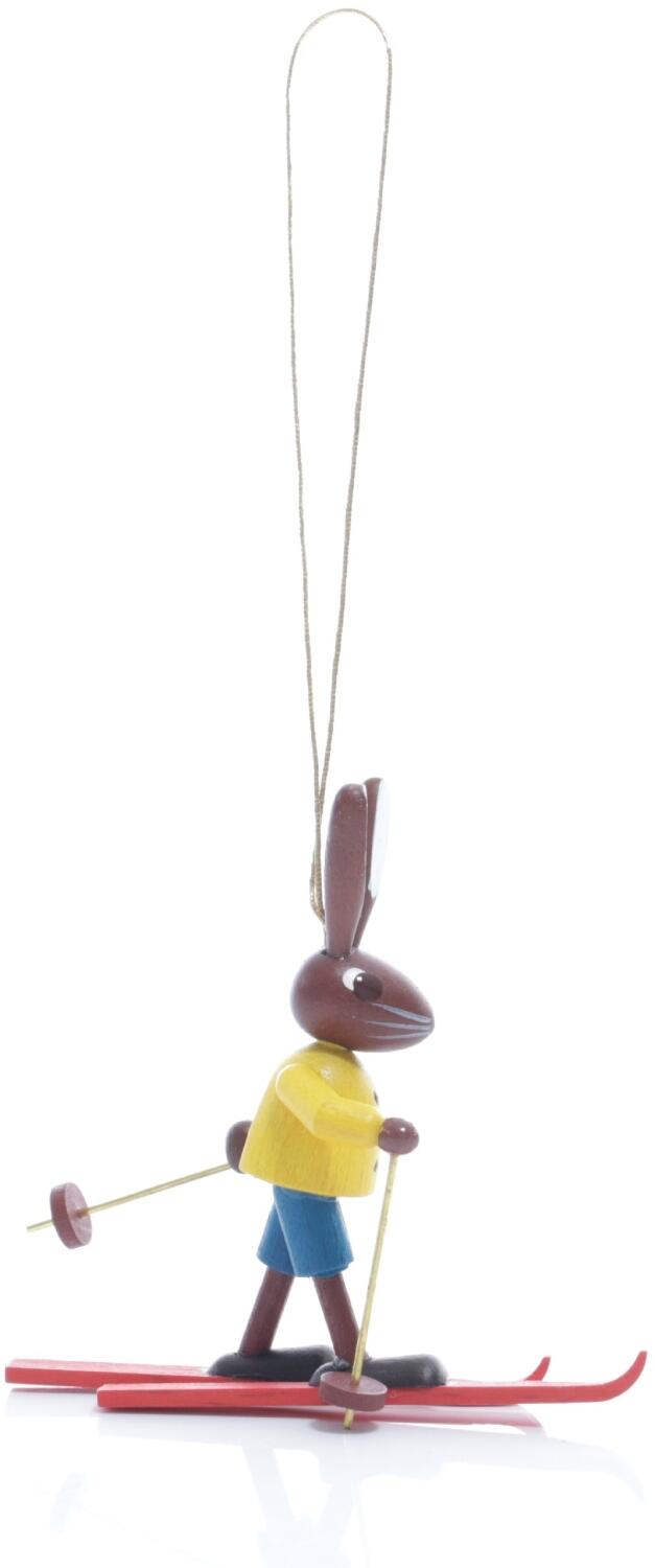 Rudolphs Schatzkiste Strauchbehang - Osterhase Skifahrer stehend mit Ski und Stöcke Bunt - Höhe 5,5cm Top Angebot