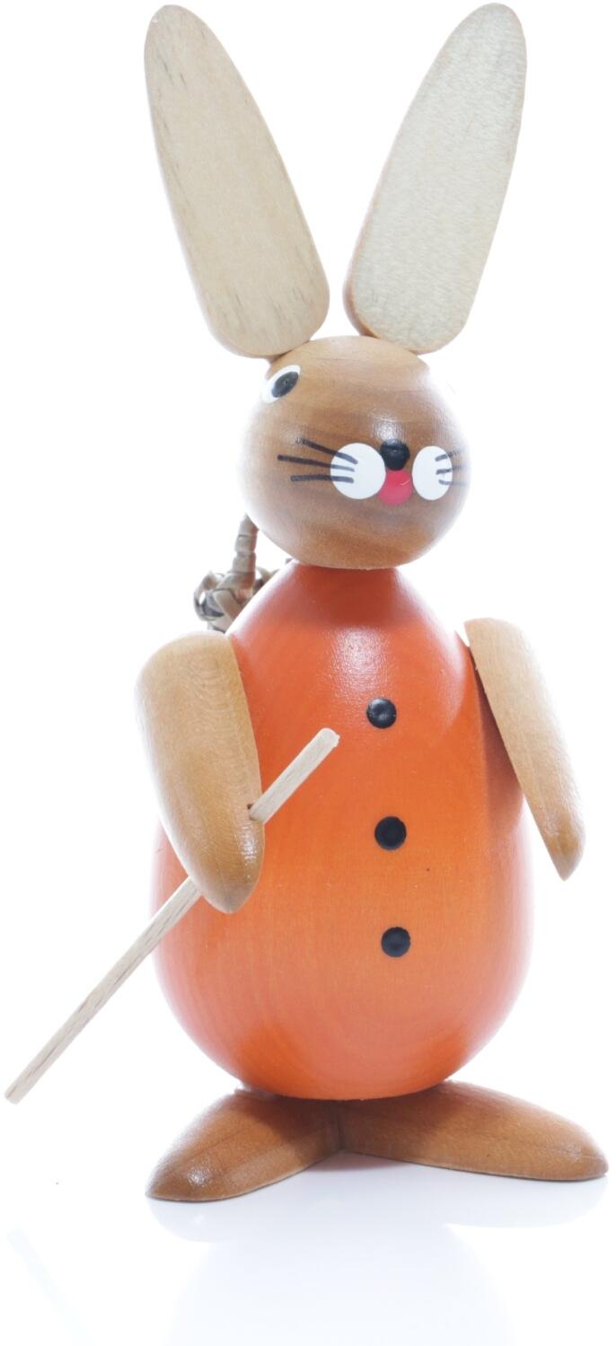 Rudolphs Schatzkiste Osterfigur - Osterhase mit Korb auf dem Rücken - orange - BxHxT ca. 4,5x11x6,5cm