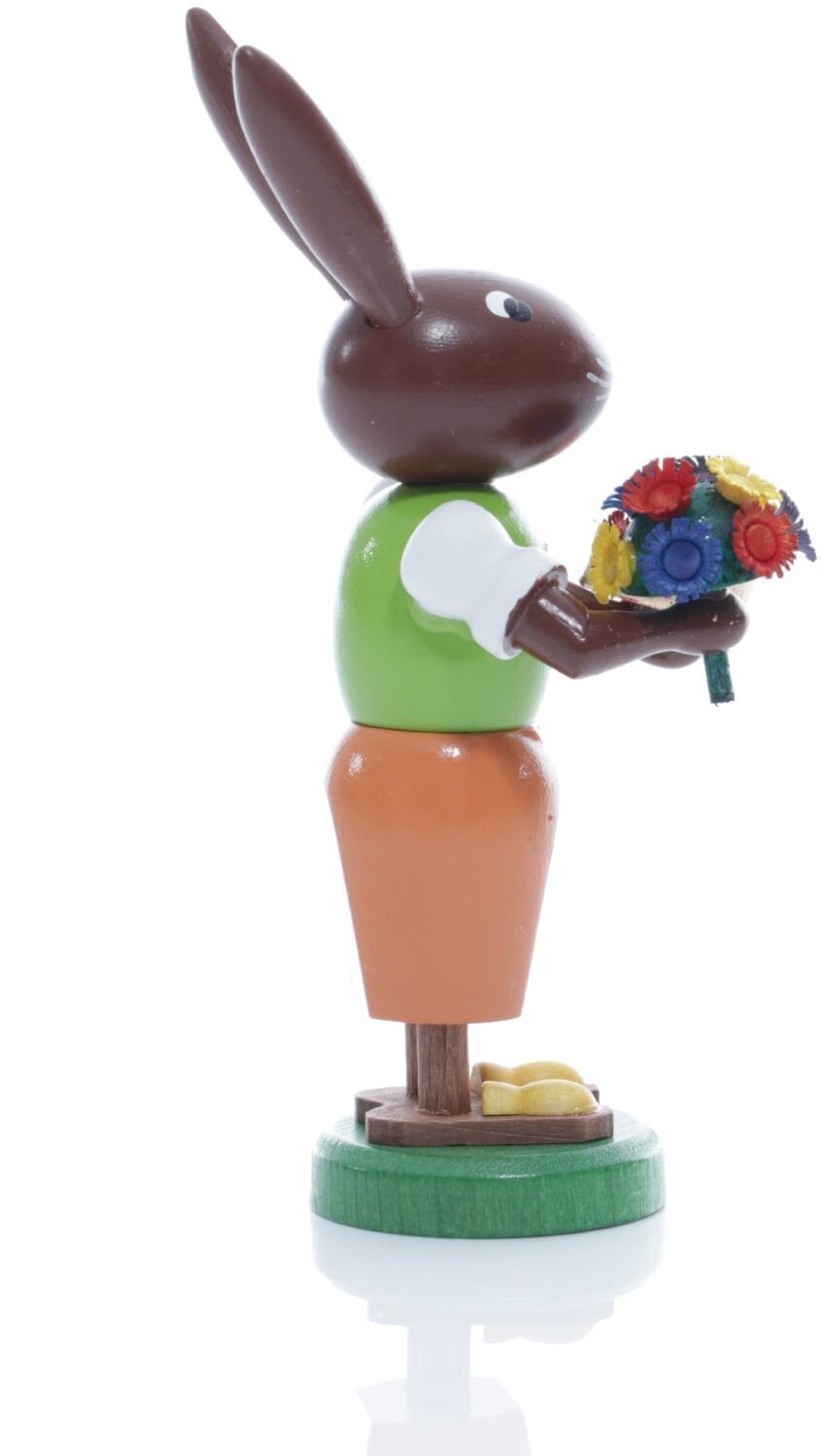 Rudolphs Schatzkiste Osterfigur - Osterhäsin mit Herz und Blumenstrauß - Höhe ca 9 cm Großer Ausverkauf