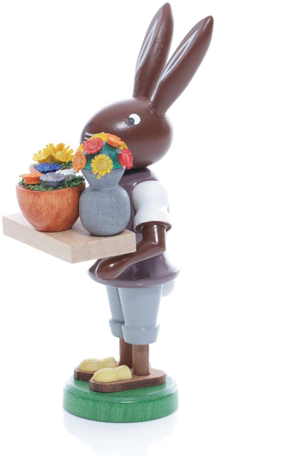 Rudolphs Schatzkiste Osterfigur - Osterhase mit einem Tablett voller Blumen - Höhe ca 9 cm Begrenztes Angebot