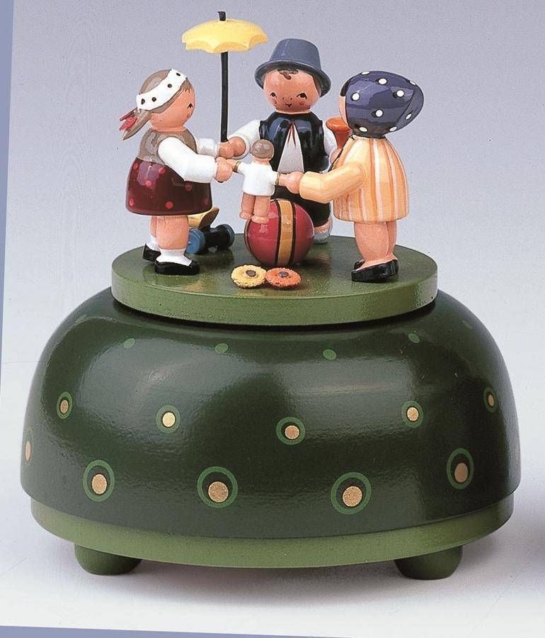 Rudolphs Schatzkiste Spieldose Kinderreigen bunt klein BxTxH= 10,5x10,5x11,5cm
