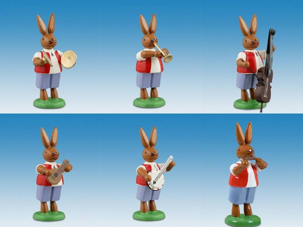 Rudolphs Schatzkiste Osterdekoration Osterhasenmusikanten 6-tlg. bunt Höhe 7,5cm
