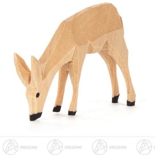 Rudolphs Schatzkiste Holztier Reh geschnitzt fressend Höhe = 3cm Online Outlet