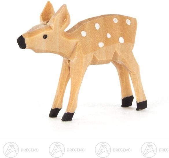 Rudolphs Schatzkiste Holztier Rehkitz geschnitzt stehend Höhe = 3,5cm Zeitlich begrenztes Angebot