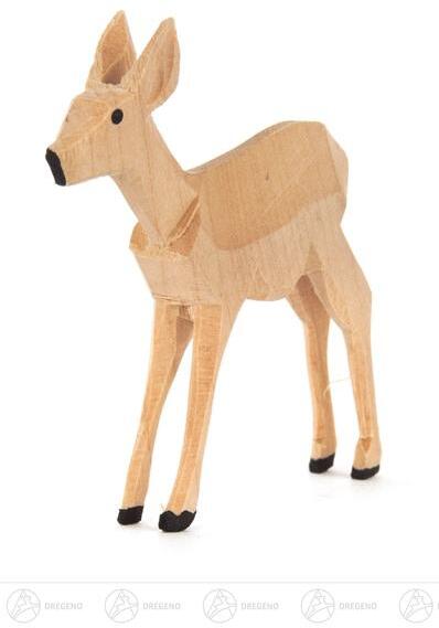 Rudolphs Schatzkiste Holztier Reh geschnitzt stehend Höhe = 6,5cm