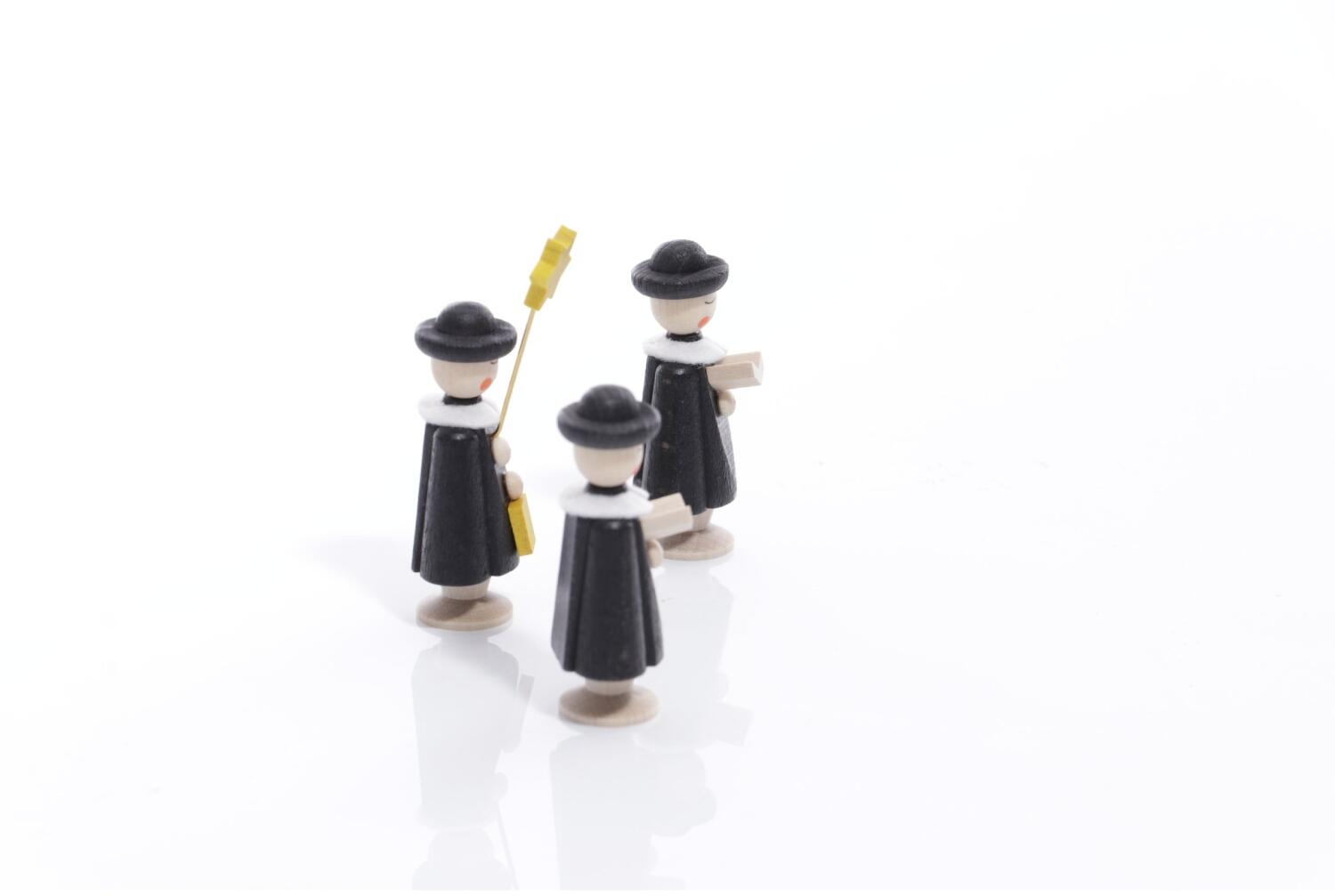 Rudolphs Schatzkiste Miniaturfiguren - 3 Seiffener Kurrendefiguren mit Buch und Stern Schwarz - Höhe 5cm Online Outlet