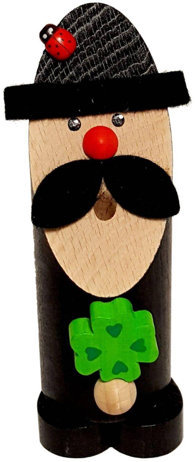 Rudolphs Schatzkiste Räuchermann Glücksbringer mit Kleeblatt BxHxT 5x13x5cm